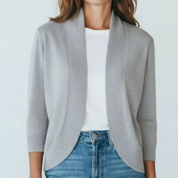 Covington Light Gray 3/4 Sleeve Open Cardigan Size M - Picture 1 of 6